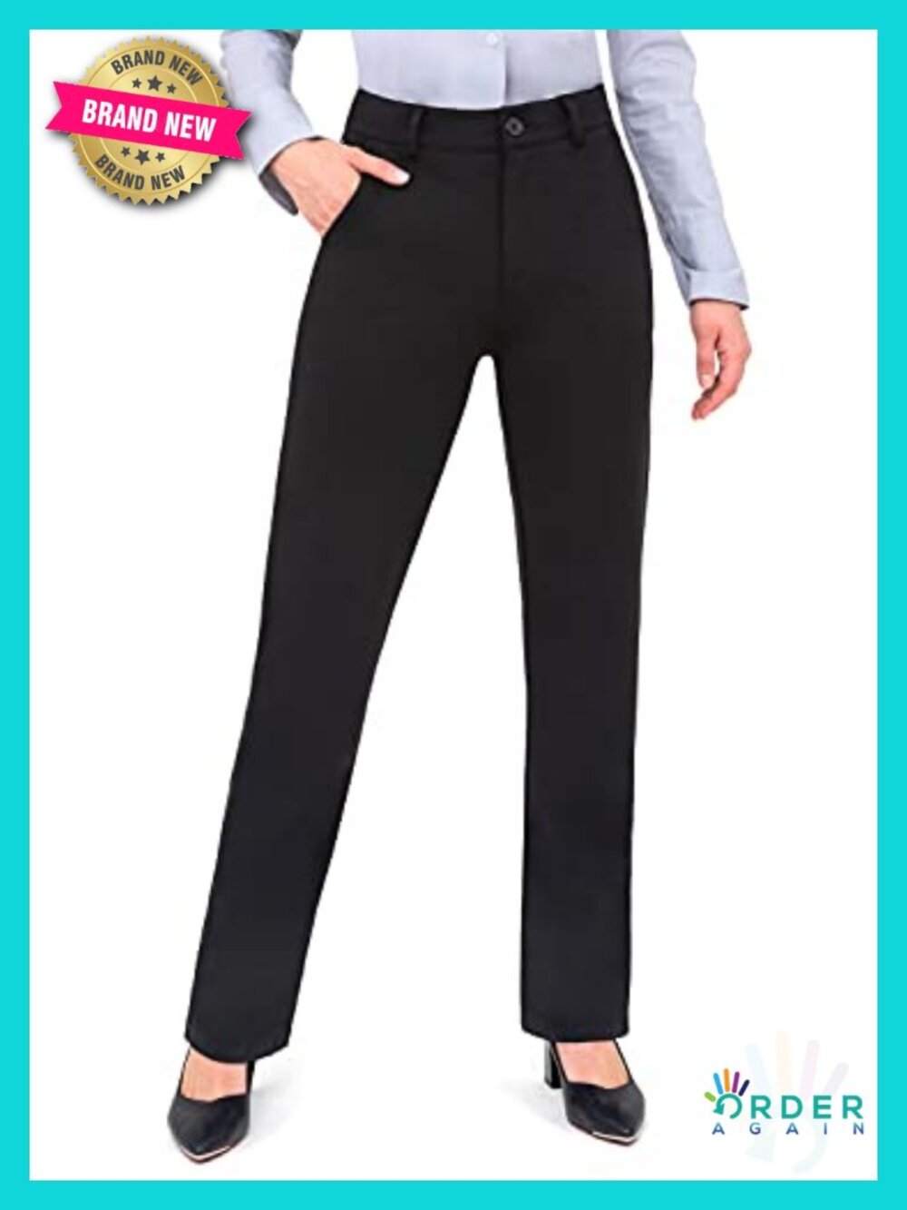 Womens Dress Pants High Waisted Straight Leg Trousers Tummy Control Office